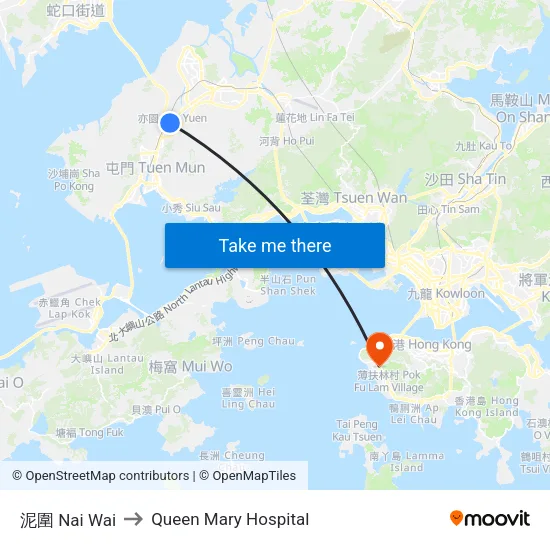 Nai Wai to Queen Mary Hospital map