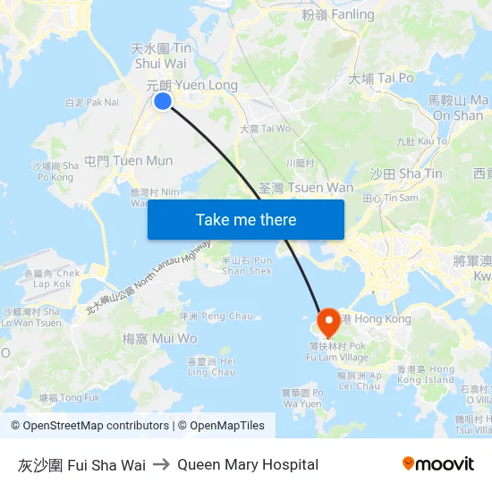 Fui Sha Wai to Queen Mary Hospital map