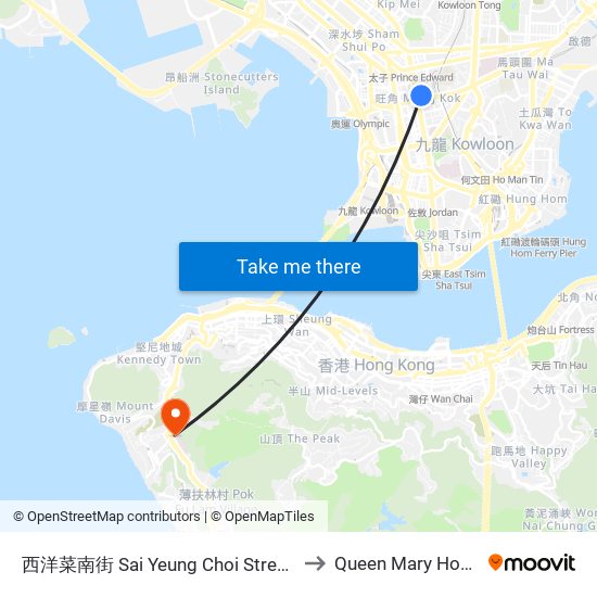 西洋菜南街 Sai Yeung Choi Street South to Queen Mary Hospital map