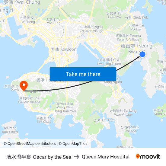 清水灣半島 Oscar by the Sea to Queen Mary Hospital map