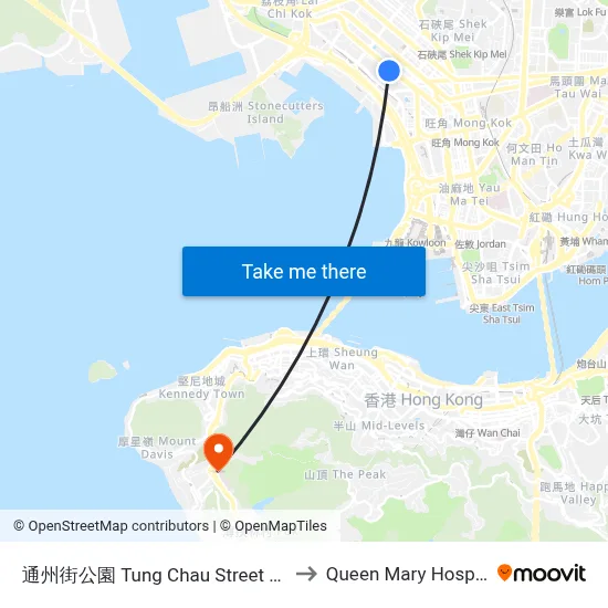 Tung Chau Street Park to Queen Mary Hospital map