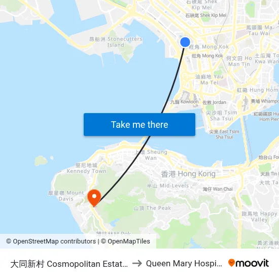 Cosmopolitan Estates to Queen Mary Hospital map