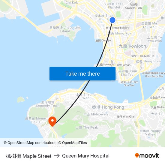 楓樹街 Maple Street to Queen Mary Hospital map