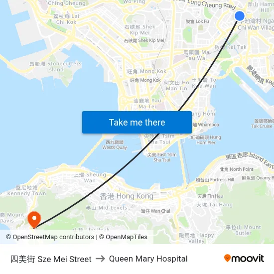 Sze Mei Street to Queen Mary Hospital map