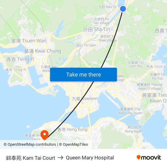 錦泰苑 Kam Tai Court to Queen Mary Hospital map