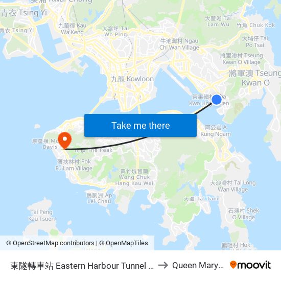 東隧轉車站 Eastern Harbour Tunnel Bus-Bus Interchange to Queen Mary Hospital map