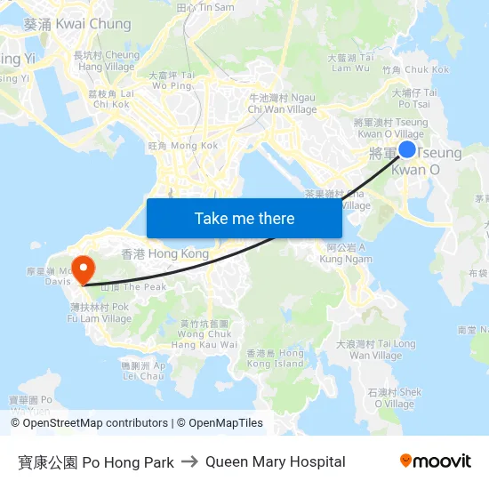 Po Hong Park to Queen Mary Hospital map