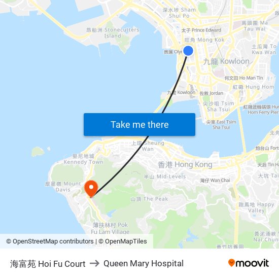 海富苑 Hoi Fu Court to Queen Mary Hospital map