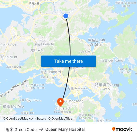 逸峯 Green Code to Queen Mary Hospital map