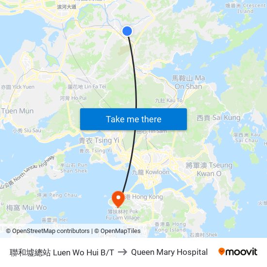 聯和墟總站 Luen Wo Hui B/T to Queen Mary Hospital map