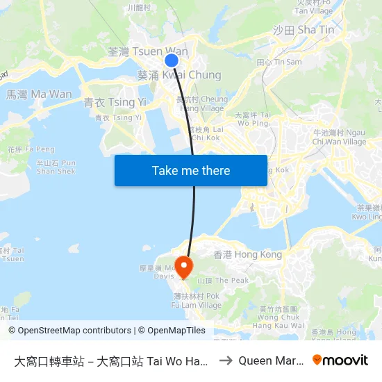 Tai Wo Hau BBI - Tai Wo Hau Station to Queen Mary Hospital map