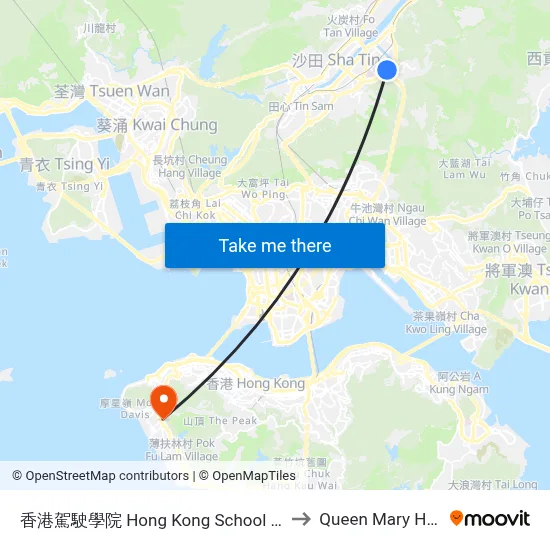 Hong Kong School of Motoring to Queen Mary Hospital map