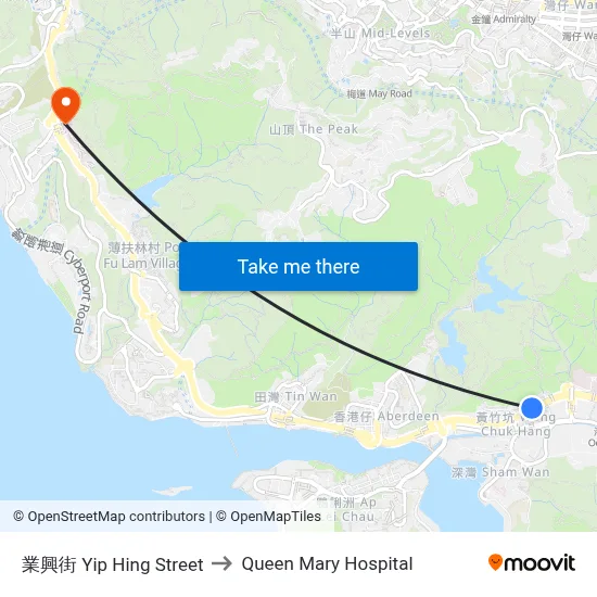 Yip Hing Street to Queen Mary Hospital map