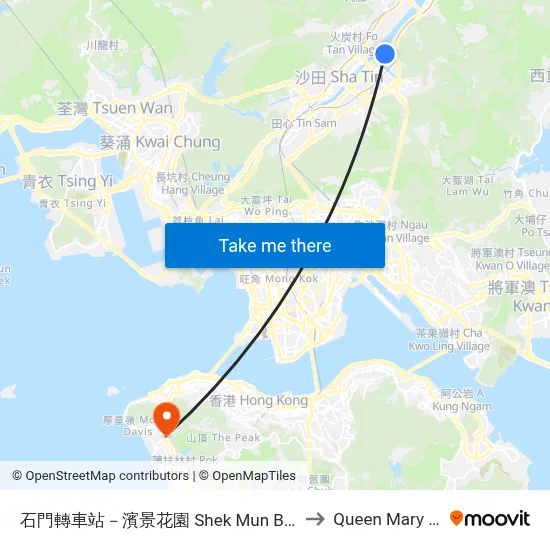 Shek Mun BBI - Ravana Garden to Queen Mary Hospital map