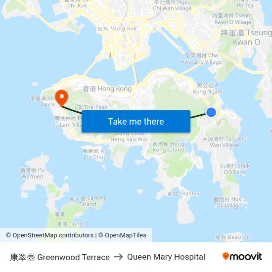 Greenwood Terrace to Queen Mary Hospital map