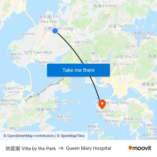 Villa by the Park to Queen Mary Hospital map