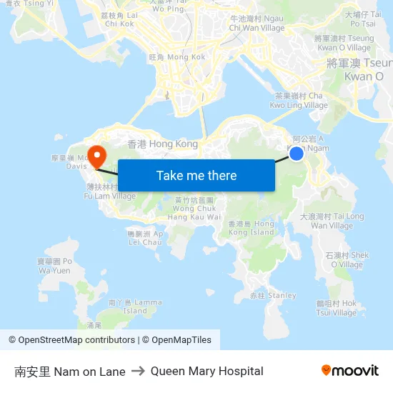 Nam On Lane to Queen Mary Hospital map
