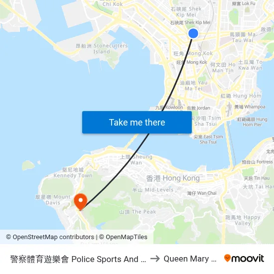 Police Sports And Recreation Club to Queen Mary Hospital map