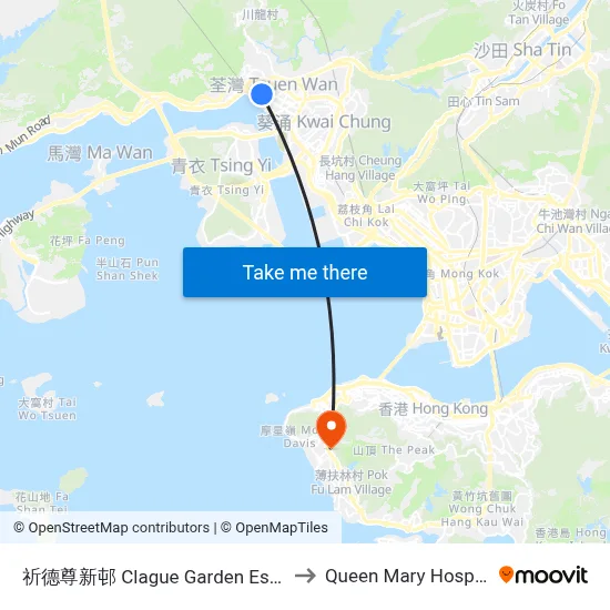 Clague Garden Estate to Queen Mary Hospital map