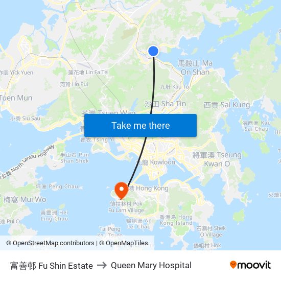 富善邨 Fu Shin Estate to Queen Mary Hospital map