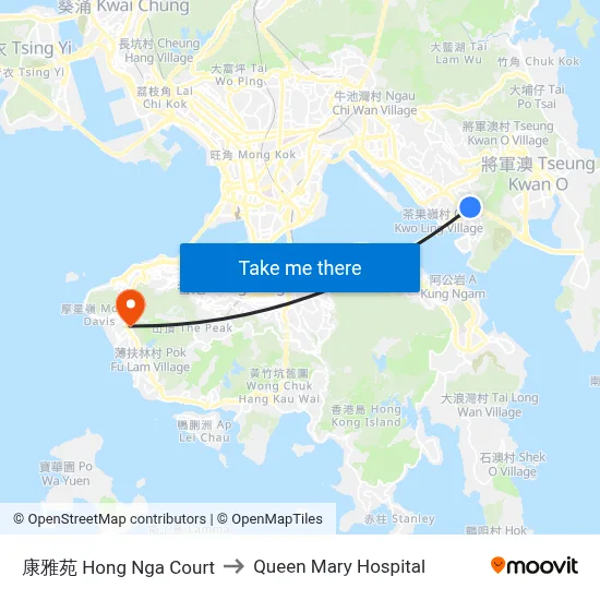 Hong Nga Court to Queen Mary Hospital map