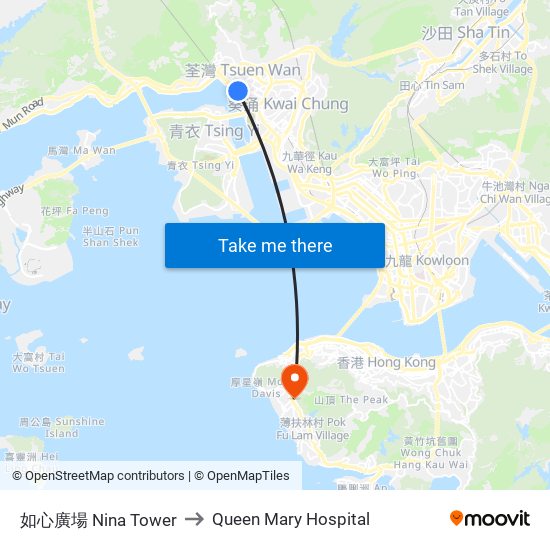 如心廣場 Nina Tower to Queen Mary Hospital map