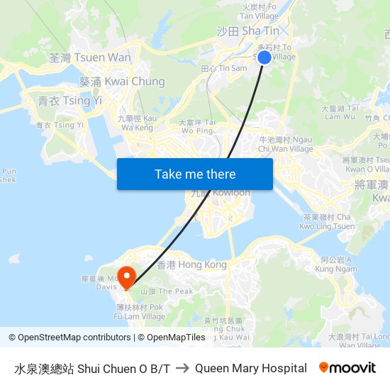 水泉澳總站 Shui Chuen O B/T to Queen Mary Hospital map