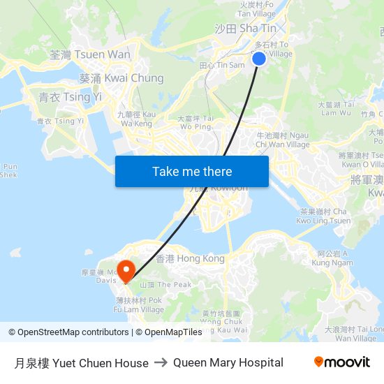 月泉樓 Yuet Chuen House to Queen Mary Hospital map