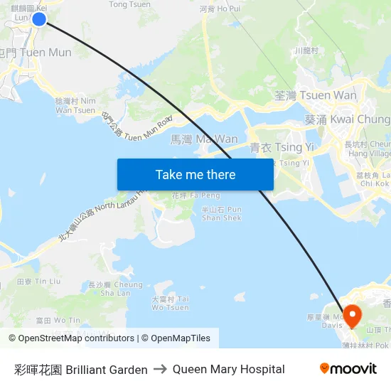 Brilliant Garden to Queen Mary Hospital map
