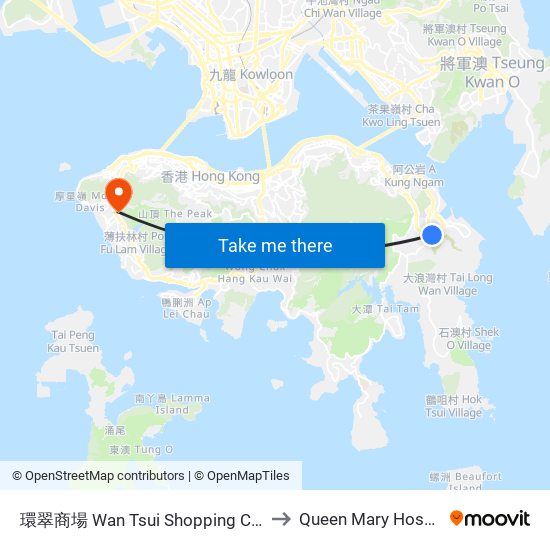 環翠商場 Wan Tsui Shopping Centre to Queen Mary Hospital map