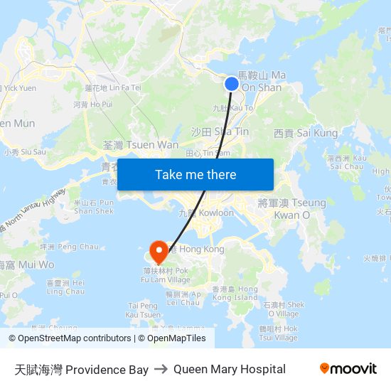 天賦海灣 Providence Bay to Queen Mary Hospital map