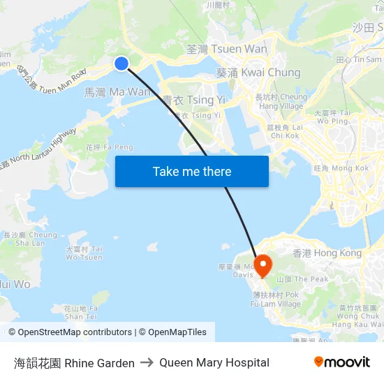 Rhine Garden to Queen Mary Hospital map