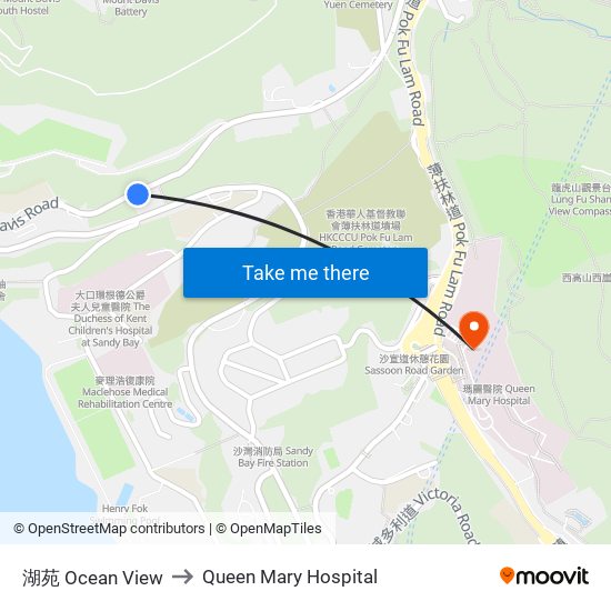 湖苑 Ocean View to Queen Mary Hospital map