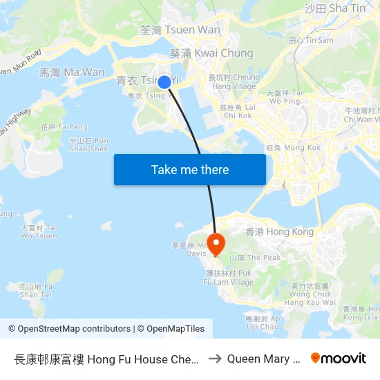 Hong Fu House Cheung Hong Estate to Queen Mary Hospital map