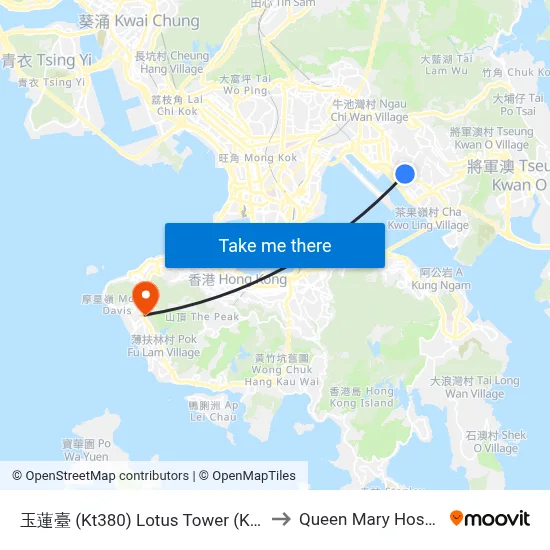 玉蓮臺 (Kt380) Lotus Tower (Kt380) to Queen Mary Hospital map
