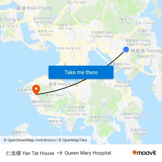 Yan Tat House to Queen Mary Hospital map