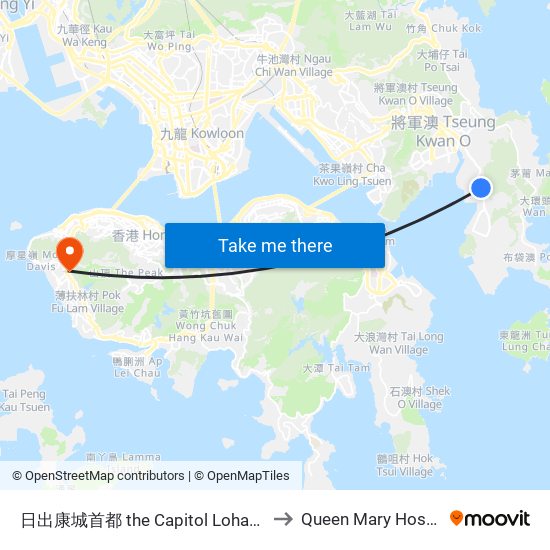 日出康城首都 the Capitol Lohas Park to Queen Mary Hospital map