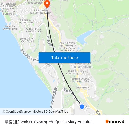 華富(北) Wah Fu (North) to Queen Mary Hospital map
