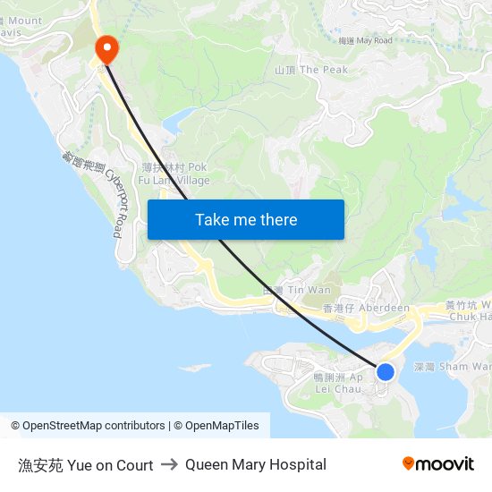 漁安苑 Yue on Court to Queen Mary Hospital map