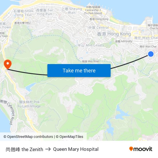 尚翹峰 the Zenith to Queen Mary Hospital map
