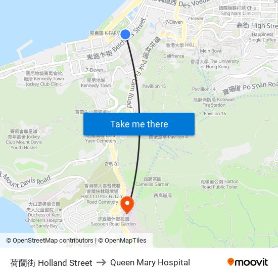 荷蘭街 Holland Street to Queen Mary Hospital map