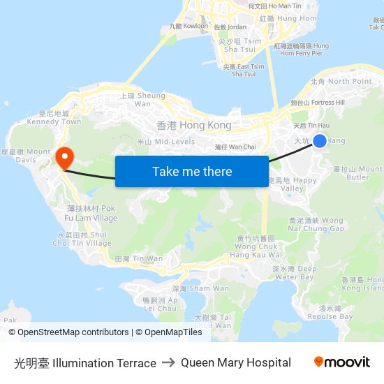 光明臺 Illumination Terrace to Queen Mary Hospital map