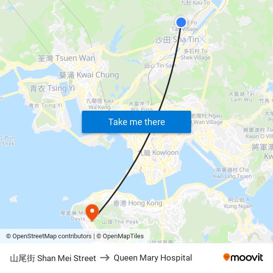 山尾街 Shan Mei Street to Queen Mary Hospital map