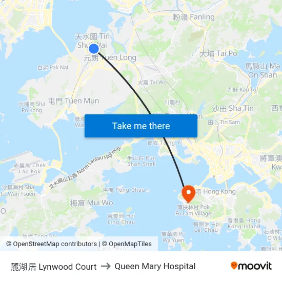 Lynwood Court to Queen Mary Hospital map