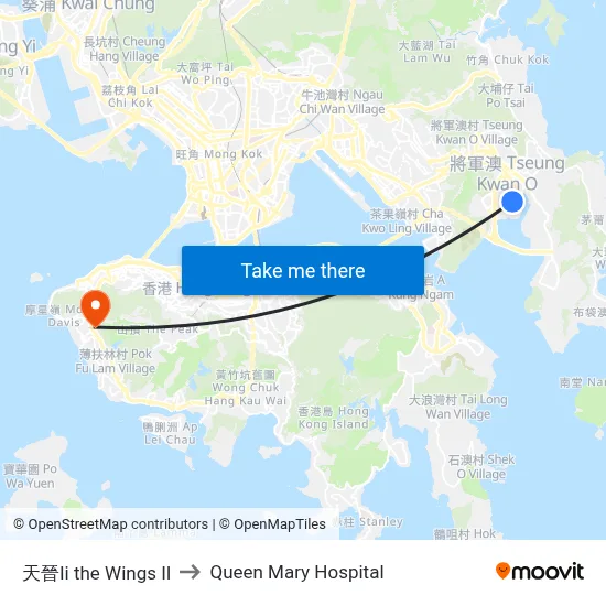 The Wings II to Queen Mary Hospital map
