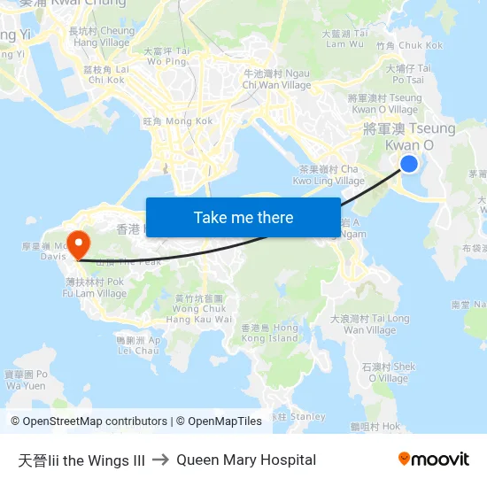 The Wings III to Queen Mary Hospital map