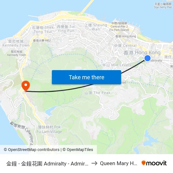 Admiralty - Admiralty Garden to Queen Mary Hospital map