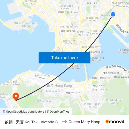 Kai Tak - Victoria Skye to Queen Mary Hospital map