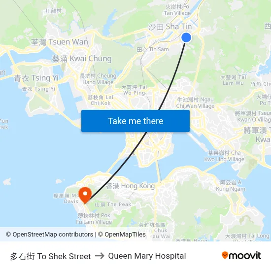 To Shek Street to Queen Mary Hospital map