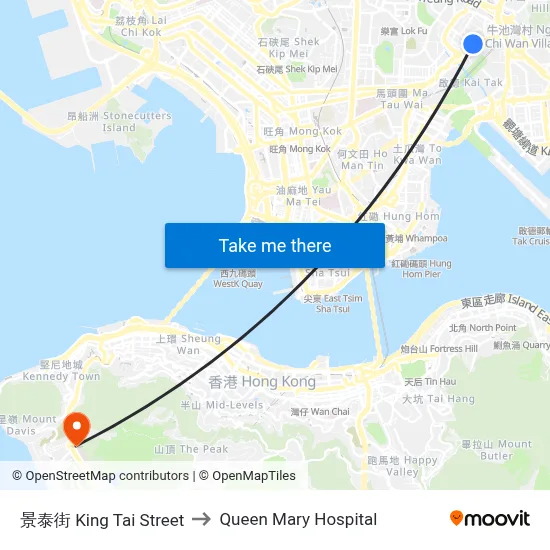 King Tai Street to Queen Mary Hospital map